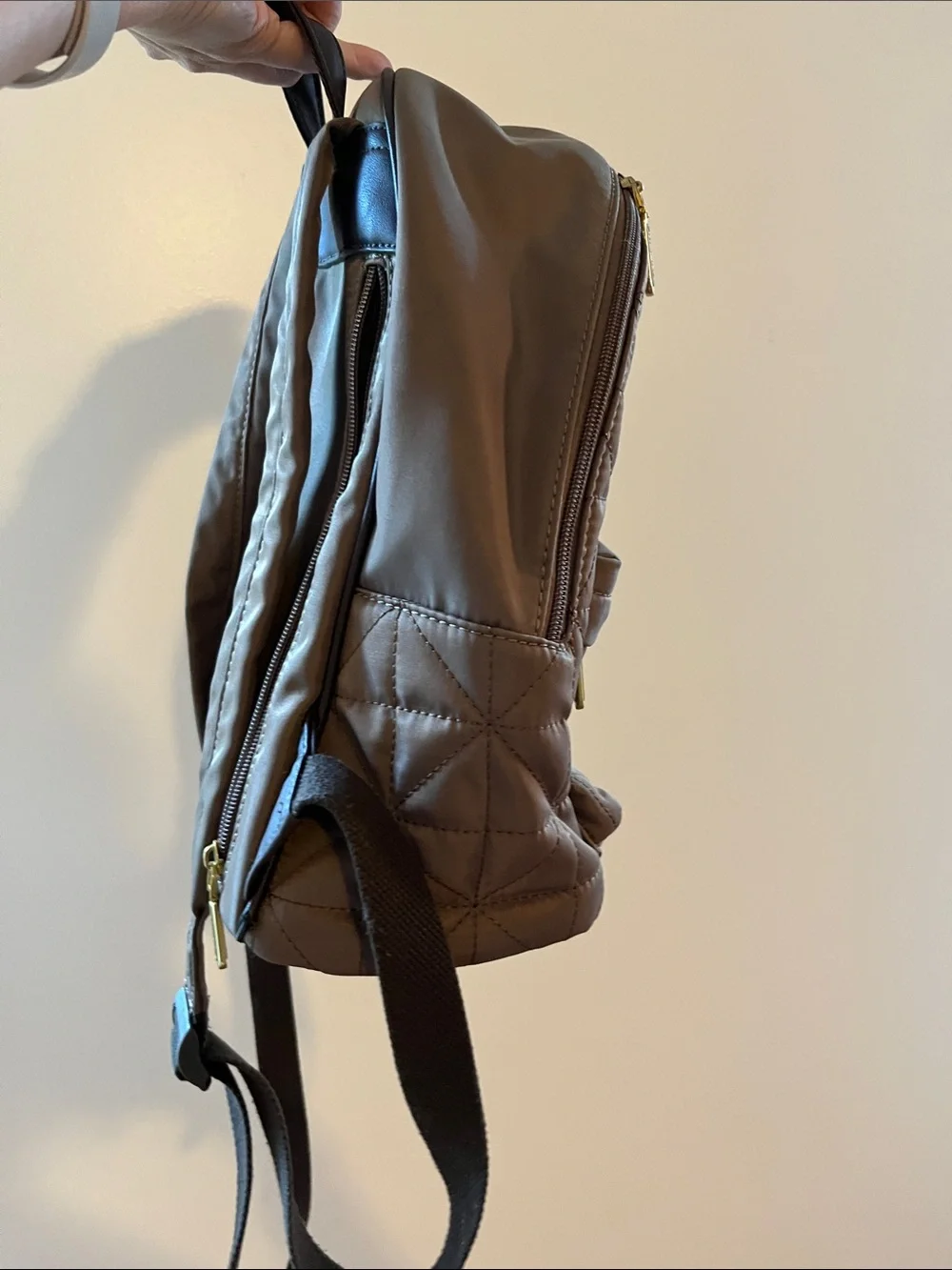 Wrangler Brown Quilted Backpack with Gold Accents